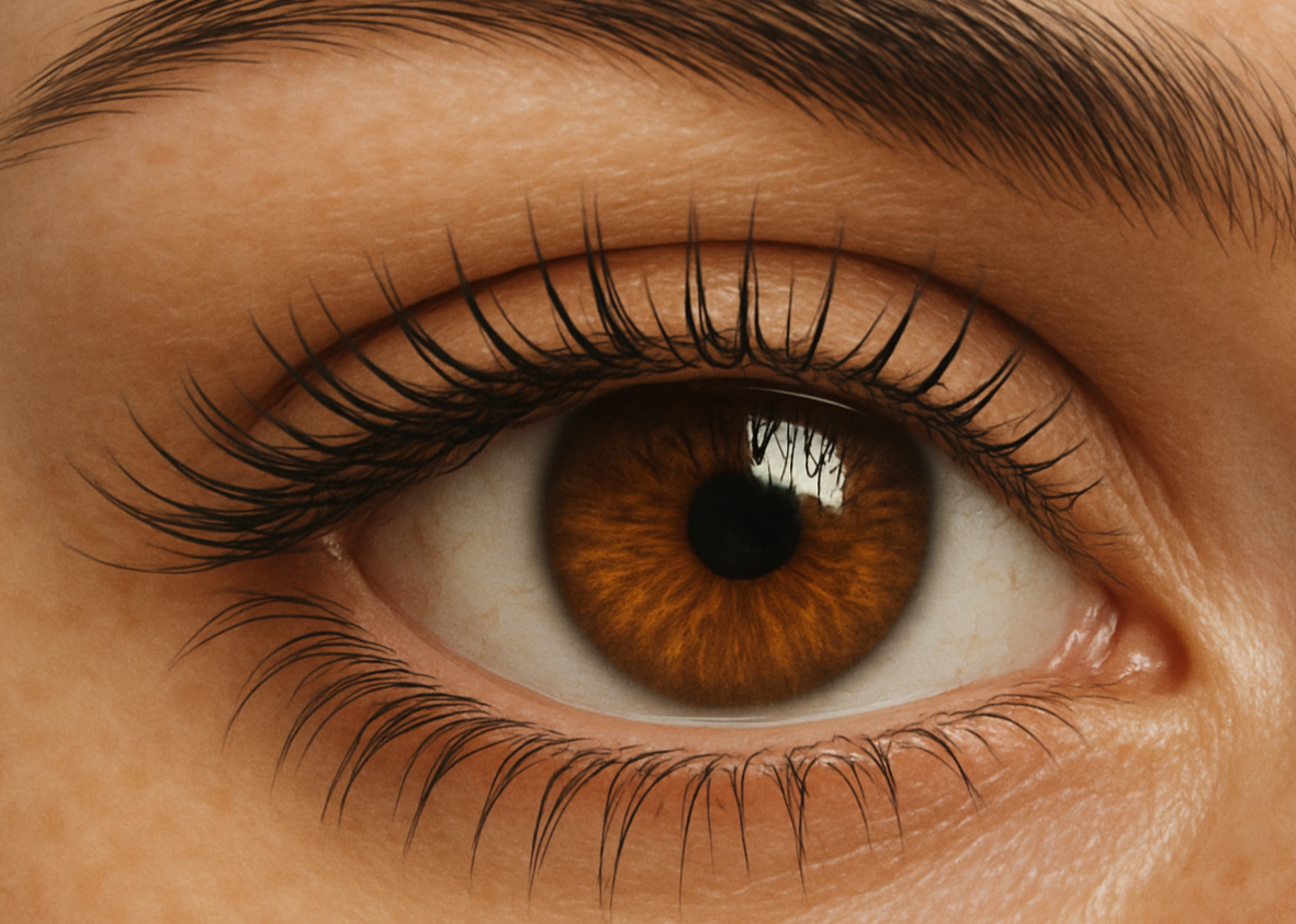 a brown iris with lashes